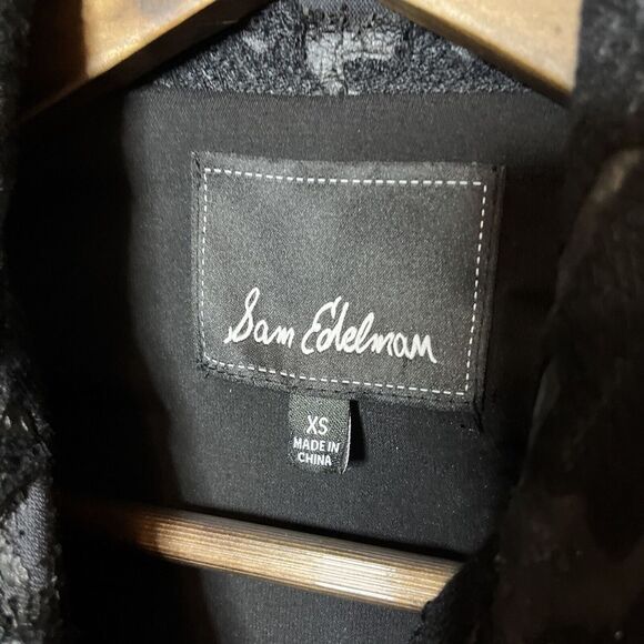 Sam Edelman Vegan Leather Black Houndstooth Moto Vest XS‎ Asymmetric Zip - Picture 8 of 9